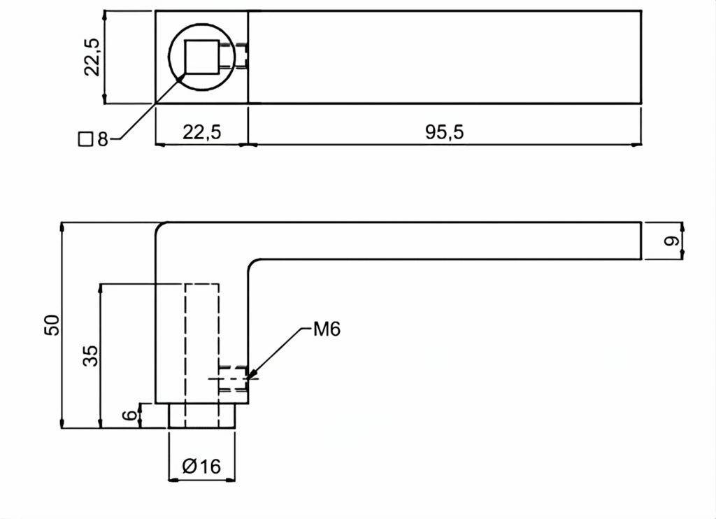 Mezza maniglia serie quadra modello 5005 - immagine 5