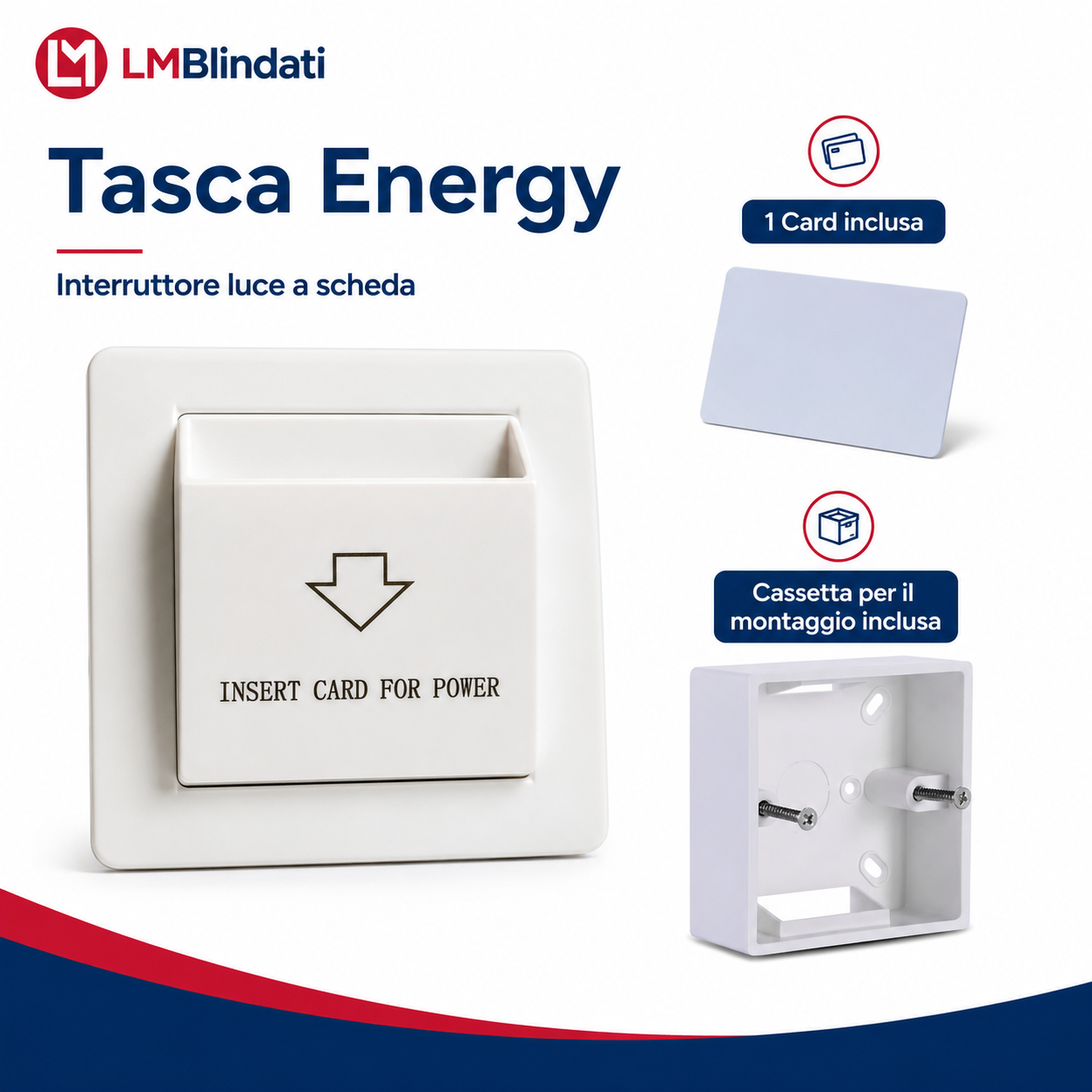 Interruttore luce a schede per hotel, B&B, Case Vacanza- Risparmio energetico