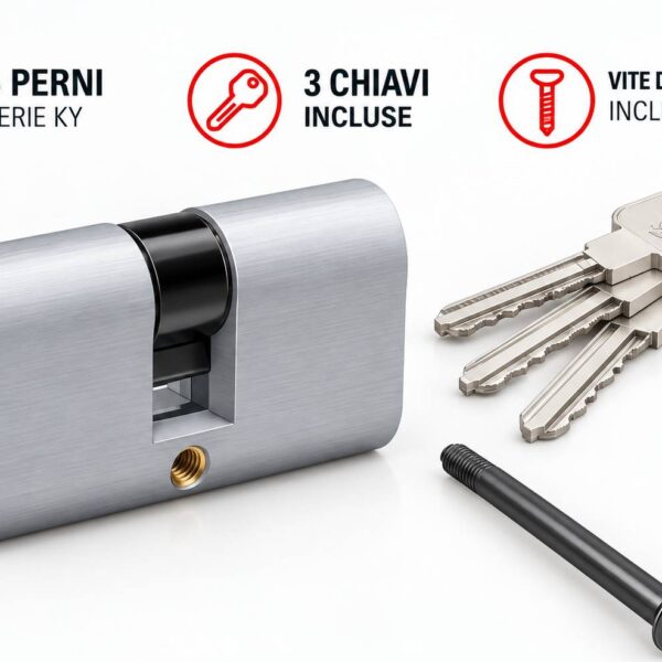 Doppio Cilindro Ovale Securemme KY 30/30 Chiave-Chiave con 3 Chiavi Cromo Satinato