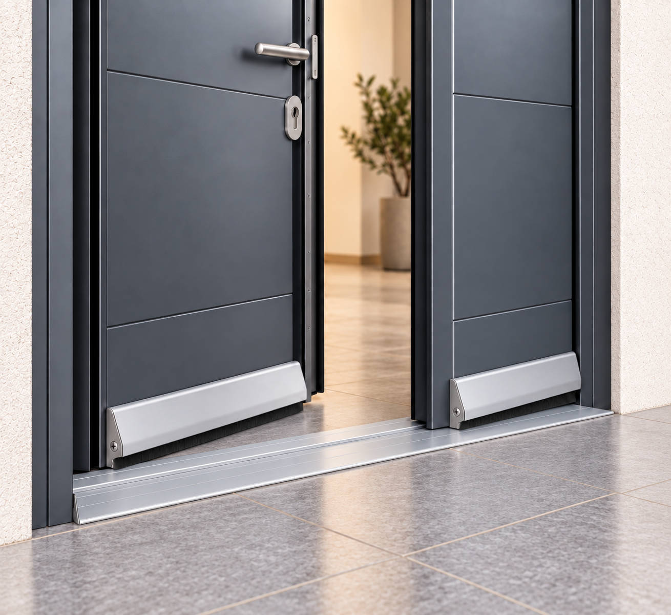 Kit Soglia Antiacqua Ulisse Light + Ulisse Drip per Porta a Due Ante 133 cm